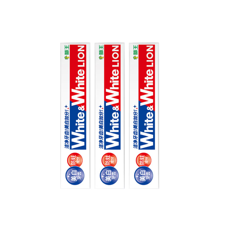 狮王(Lion) WhiteWhite美白牙膏 150g×3 经典大白管去黄去渍