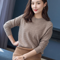2018秋冬季新款女士毛衣套头山羊绒衫短款修身纯色针织打底衫