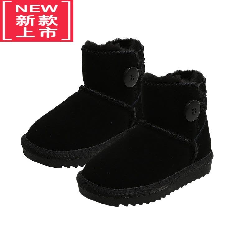 可莉允儿童雪地靴男女纽扣款短款加厚学步靴宝宝可爱短靴棉靴图片