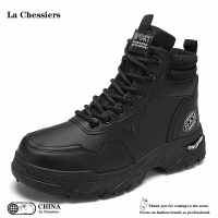 La Chessiers高帮马丁靴男鞋秋季2024新款工装鞋男士韩版百搭英伦风厚底短靴子 黑色 48码