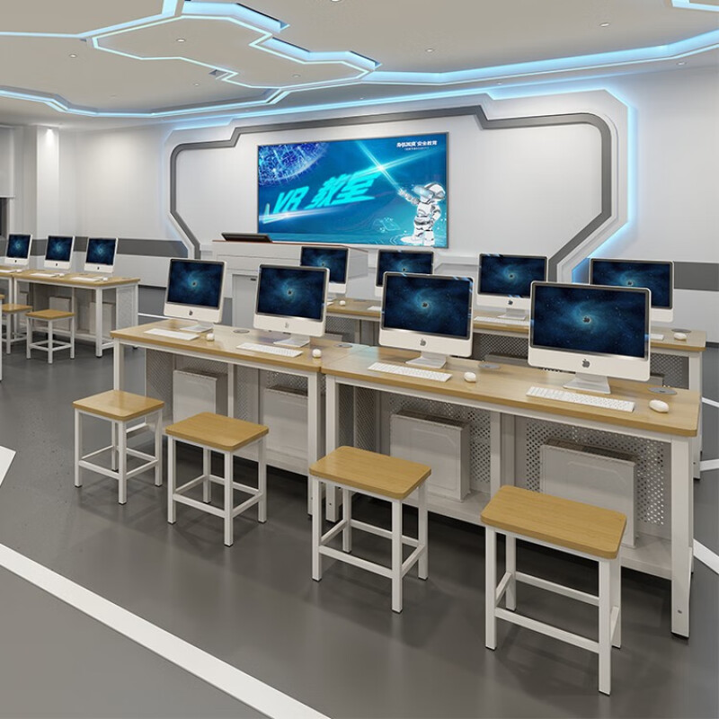 戴劲 机房电脑桌微机室单双人培训电脑桌驾校培训考试桌子 1.6双人后机箱高清大图