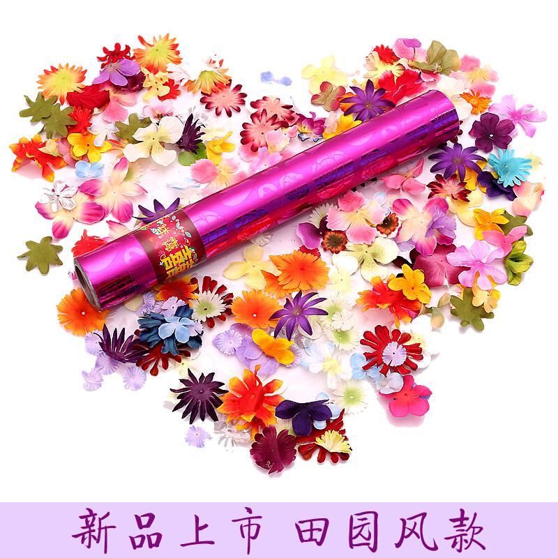18新款结婚礼炮礼花筒婚庆用品婚礼礼泡手持彩花筒开业礼宾喷花花瓣雨弹