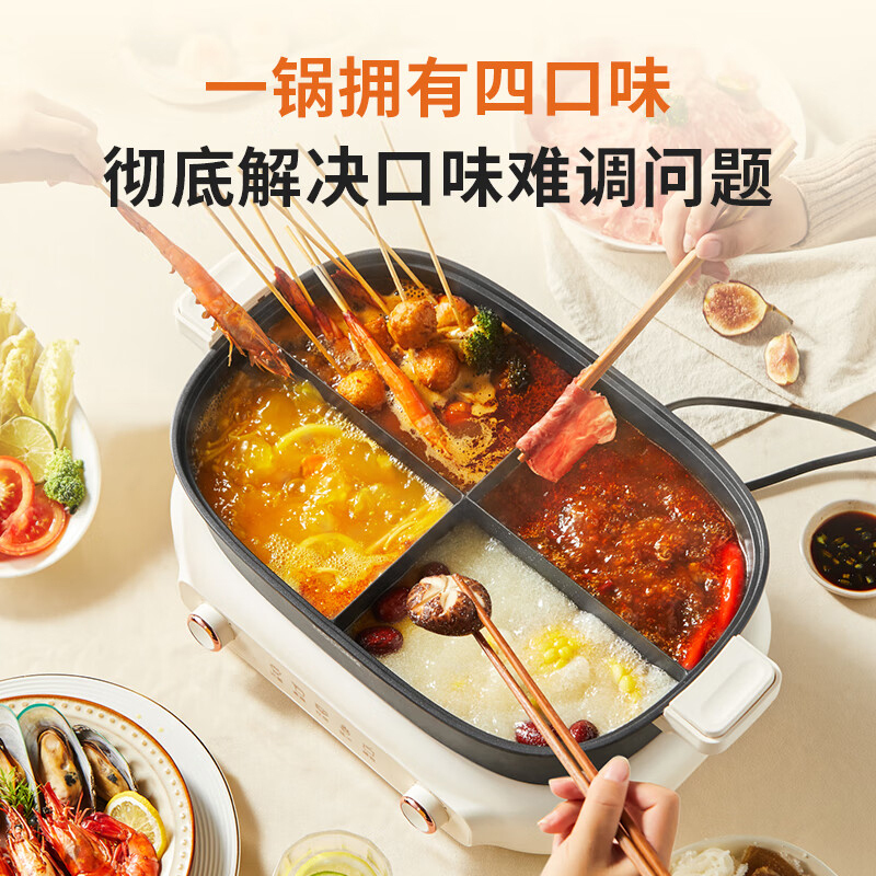 摩动电火锅7L分体双旋钮四宫格内胆MD-FT01S高清大图