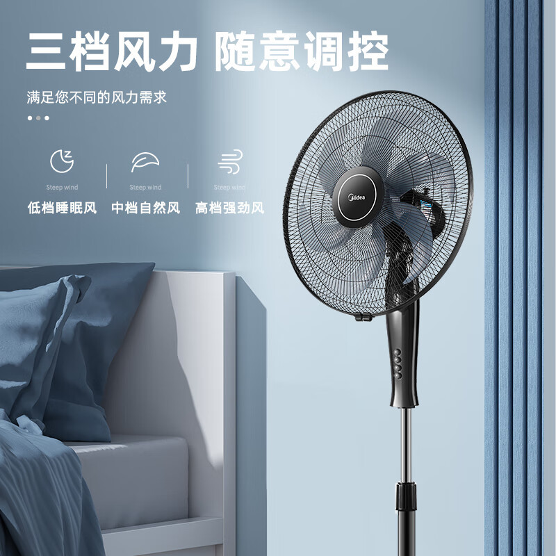 美的(Midea)落地电风扇FS45-22N家用强力18吋电扇大风力落地扇可升降 18寸 机械六叶 无定时 大风力高清大图