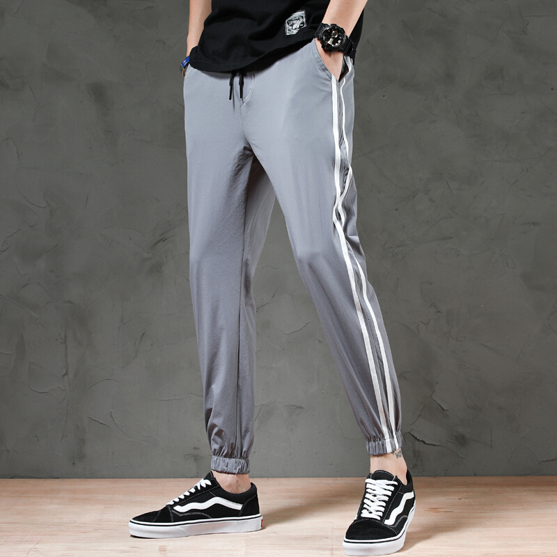 梵克公牛装裤子男士流宽松束脚哈伦九分裤春季牌裤m26