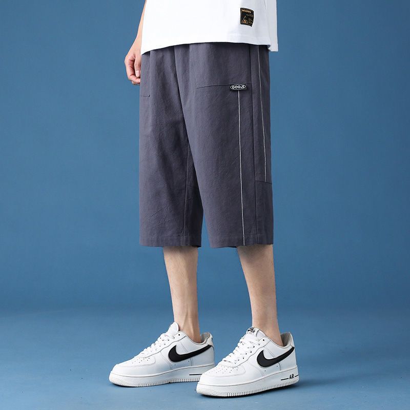 真维斯夏天冰丝裤男百搭夏季薄款运动短裤拼接帅气休闲直筒七分裤
