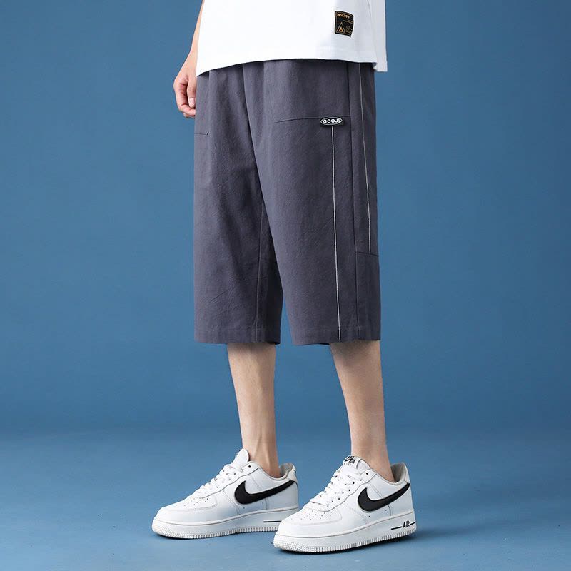 真维斯夏天冰丝裤男百搭夏季薄款运动短裤拼接帅气休闲直筒七分裤图片