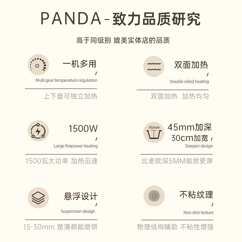 熊猫多功能煎烤机多功能电饼铛TRDBD301高清大图