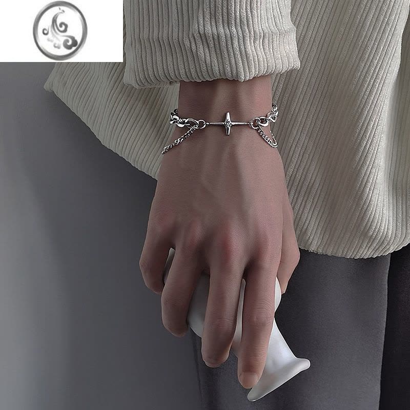 JiMi星芒手链男潮ins嘻哈小众设计冷淡风手串钛钢不掉色女士气质手饰图片
