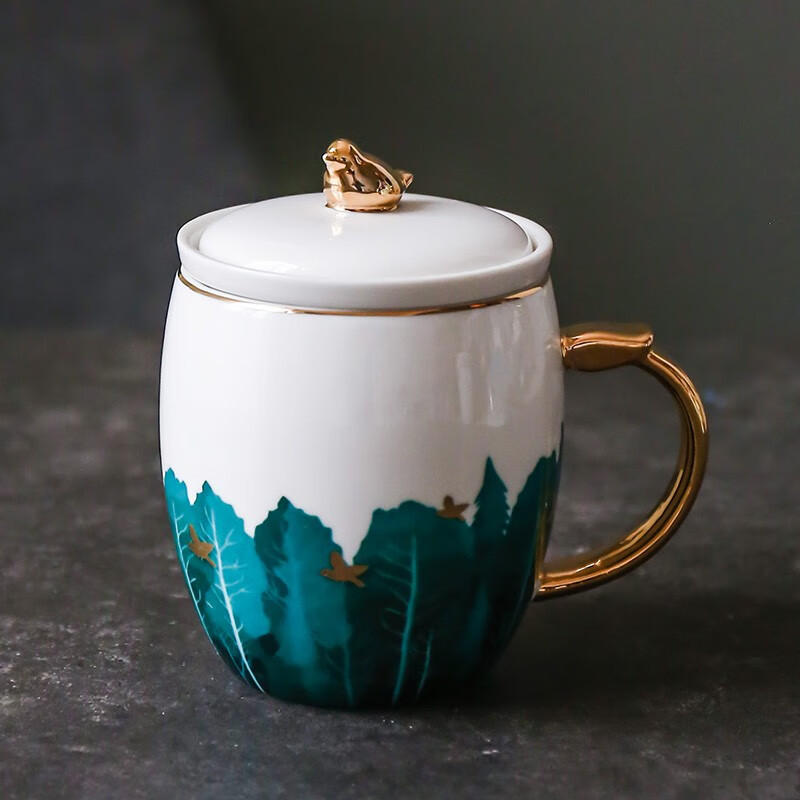 唯都 陶瓷茶杯泡茶壶泡水杯马克杯 带茶漏 水悦小鸟办公杯 W-S13高清大图