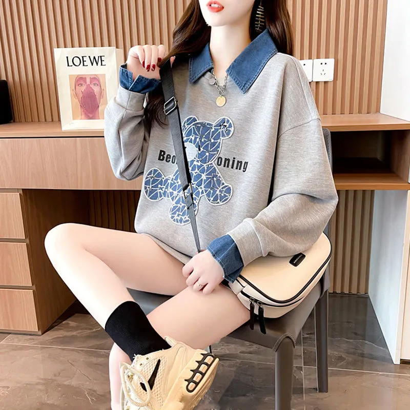 网红洋气减龄Polo领加绒卫衣女秋冬2022新款设计感小众假两件上衣莎丞