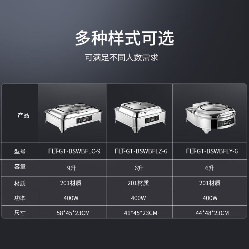 芙伦特 厨房保温售饭机保温保温餐炉 数显温控圆形液压餐炉不锈钢透视窗口智能触控布菲炉 FLT-GT-BSWBFLY-6高清大图