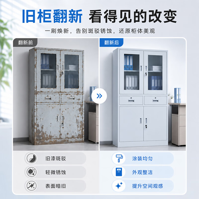 阿莫西 文件柜灰翻新漆 RAL9002金属漆铁架床防锈防腐油漆涂料 3KG高清大图