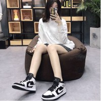 美国直邮 AIR Jordan 1 MID AJ1黑白熊猫男女篮球鞋 中帮男板鞋554724-113