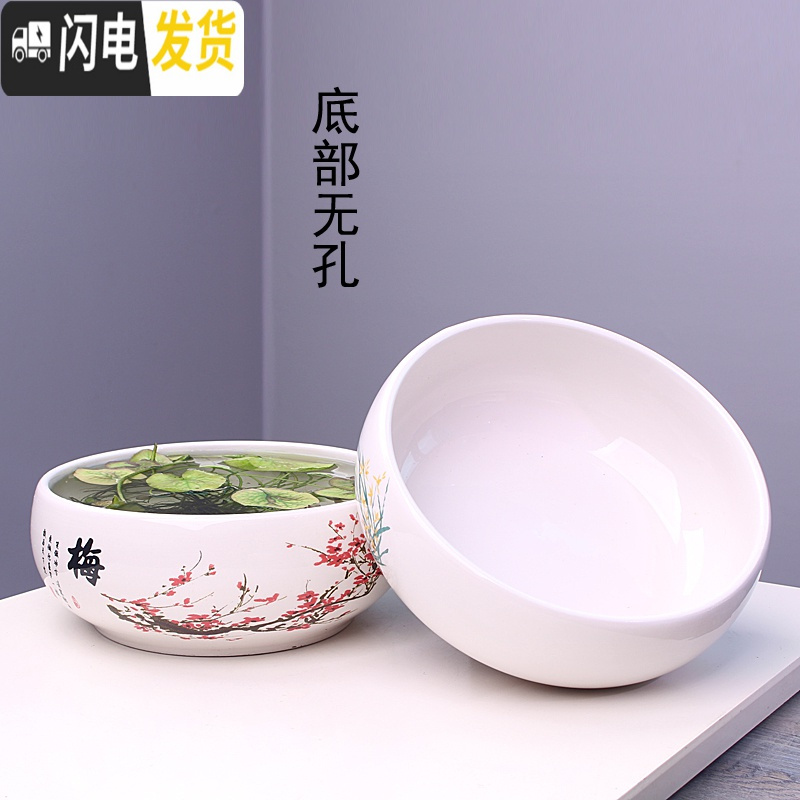 三维工匠大号铜钱水培花盆陶瓷金钱简约水养一叶莲碗莲水仙花 水培(梅兰竹菊)四个中号 大花盆容器