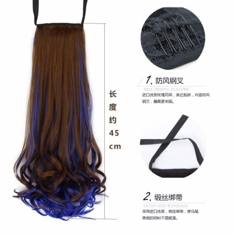 假长卷绑带式浪挑染渐变真梨花假马尾