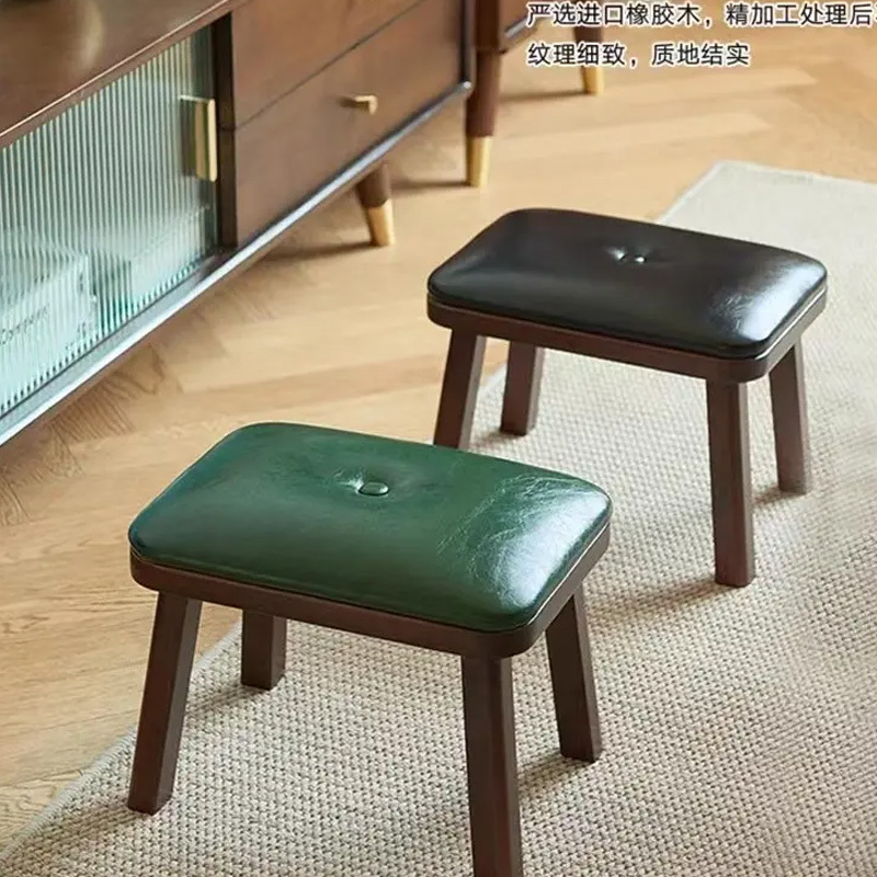 俊屹家用实木小凳子软包矮凳门口换鞋凳客厅茶几沙发垫脚板凳木凳方凳