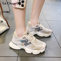 拉夏贝尔高级感老爹鞋女2022欧货炸街鞋子ins潮百搭厚底阿甘运动女鞋