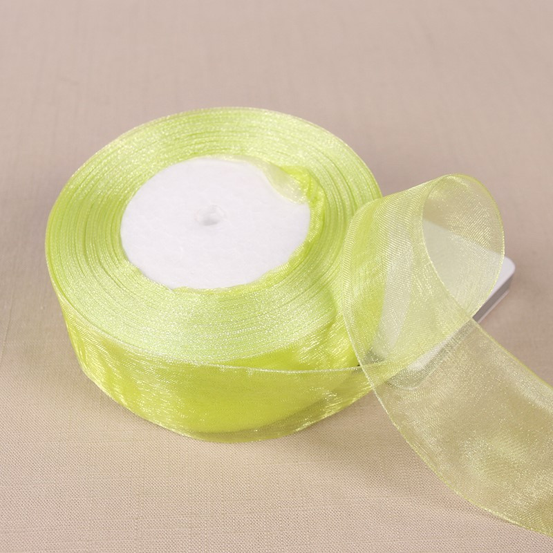 家柏饰(CORATED)绸带彩带优雅仙女衣服装饰软饰品七彩色红宽结婚配长透明丝带彩条 黄绿色1075#45米