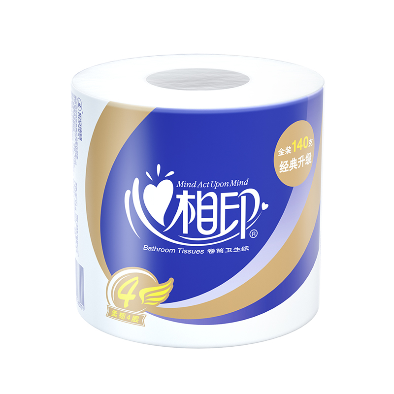 心相印 卷纸厕纸卫生纸巾有芯心柔 140克27粒装四层卷筒卫生纸(四层)BT910高清大图