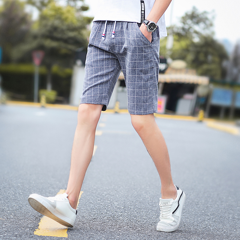 夏季棉麻休闲短裤男中裤亚麻男裤薄款夏天裤子韩版修身帅气五分裤