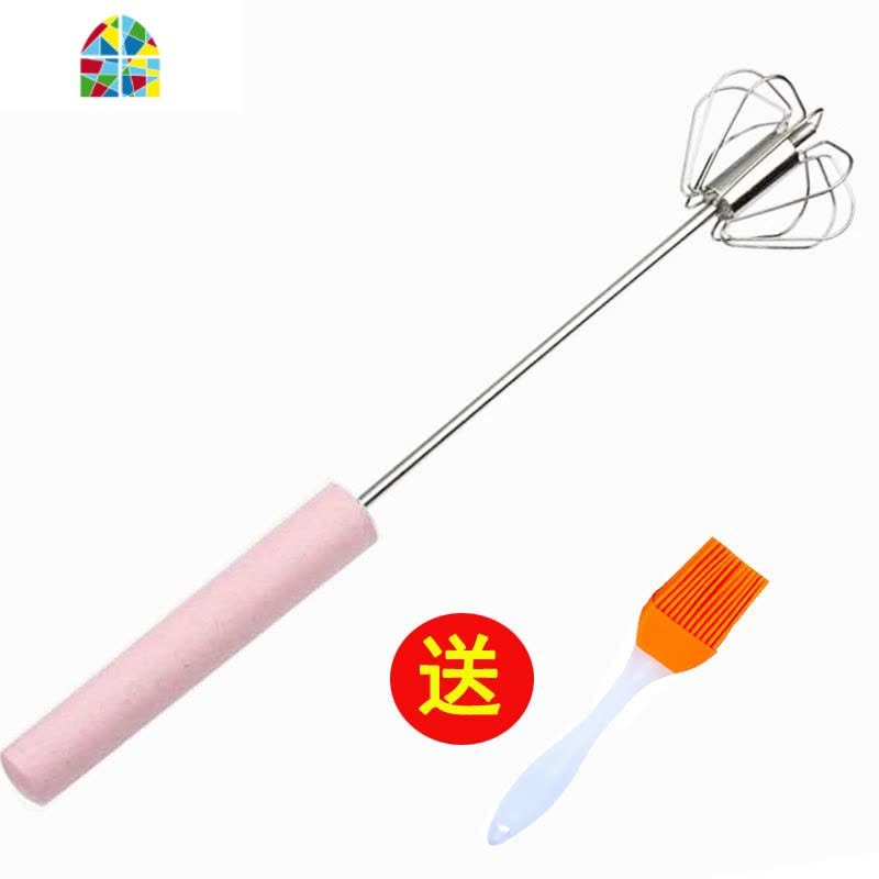 半自动手动打蛋器手持式不锈钢搅蛋棒鸡蛋奶油搅拌器厨房烘焙用具 FENGHOU 大号1个(送油刷1只)图片