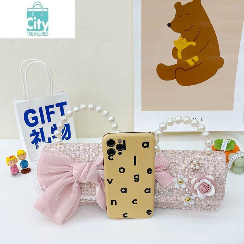 儿童包包女可爱宝宝斜挎包小公主蝴蝶结珍珠手提包女童洋气单肩包