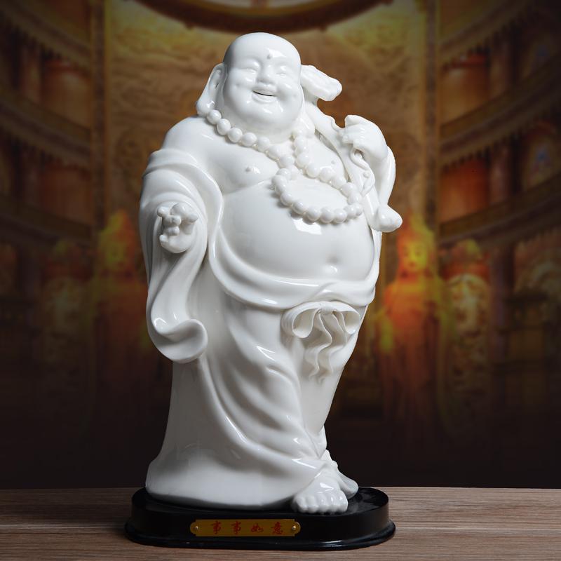 德化陶瓷弥勒佛像摆件工艺品客厅家居摆设礼品白瓷器大