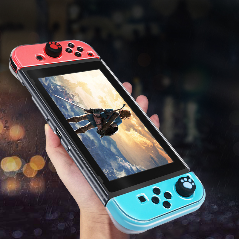 鑫喆任天堂Switch保护壳ns游戏机透明外壳渐变分体Switch oled硅胶软壳[透明白]oled磨砂硬壳主机