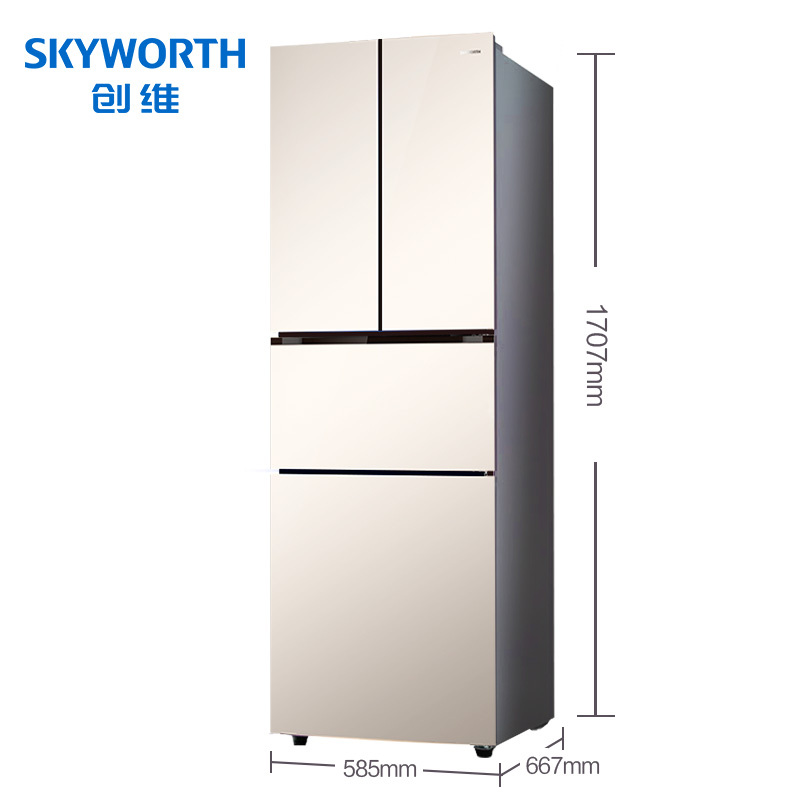 创维(Skyworth)272升法式风冷冰箱 BCD-272WGY醇雅金家用冰箱无霜除霜 四门分区控温保鲜