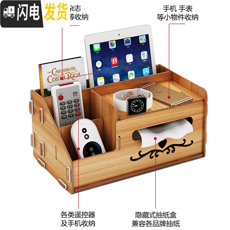 三维工匠纸巾盒抽纸盒家用客厅餐厅茶几简约可爱遥控器收纳多功能创意欧式收纳盒高清大图