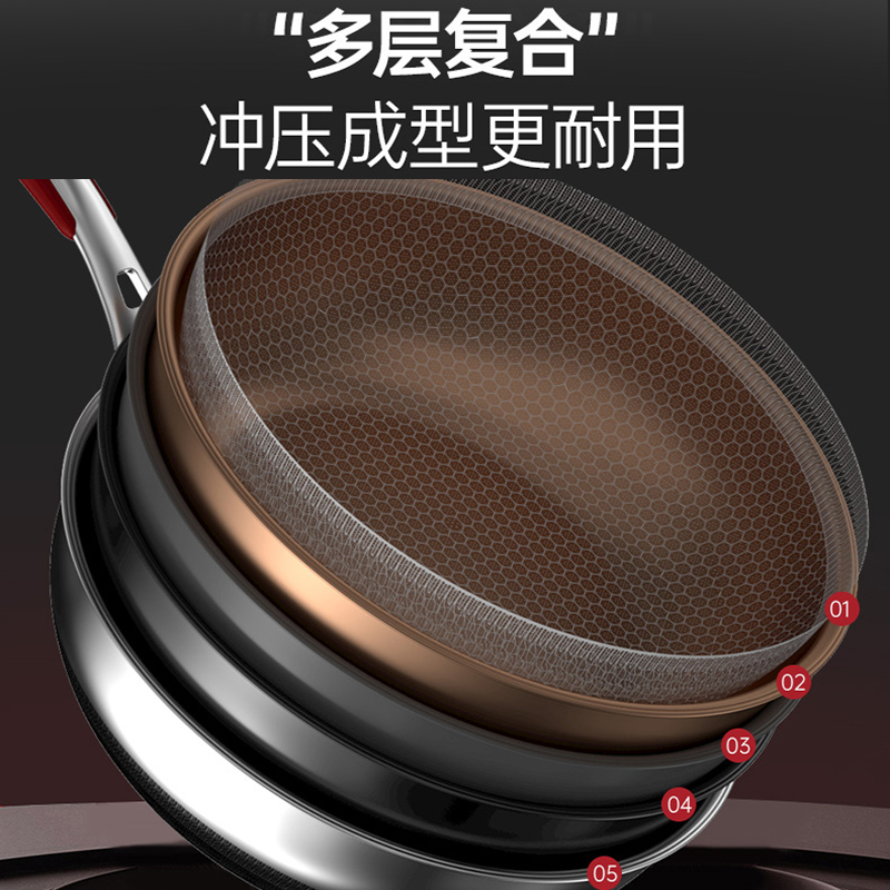 康巴赫(KBH)炒锅煎炒两用锅深煎锅316L不锈钢28cm蜂窝煎炒锅煎盘炒菜锅具电磁炉燃气灶通用高清大图