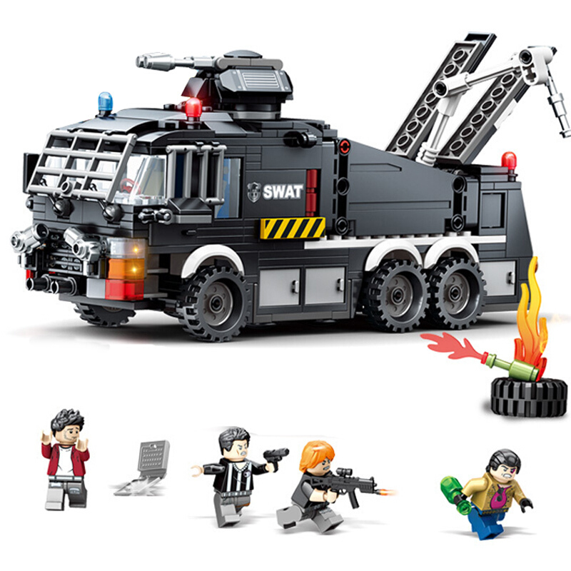 拼装拼插玩具飞机警车装甲指挥车模型变形机器 [slt1652]黑鹰特警维稳