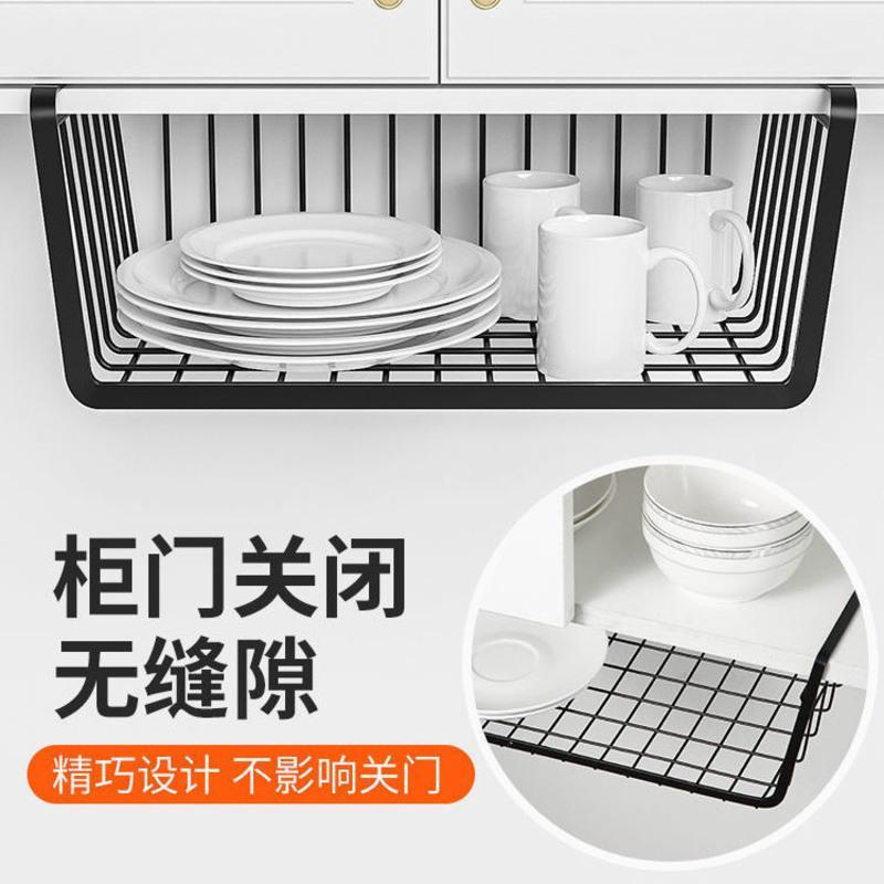 小号挂篮1个装[颜色随机] 橱柜门内下挂架厨房免打孔锅铲勺置物架收纳小挂篮吊柜厨具架铁艺