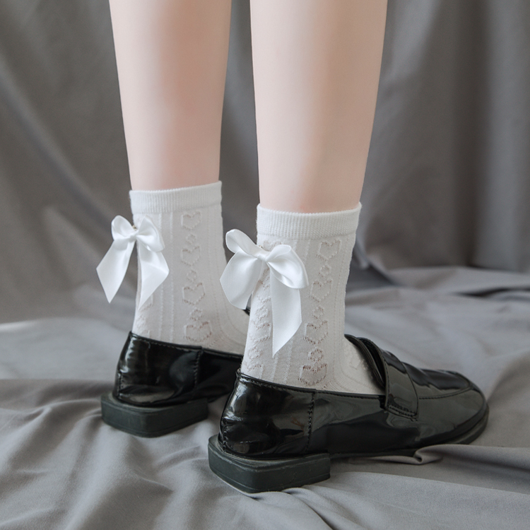 蝴蝶结纯棉短袜