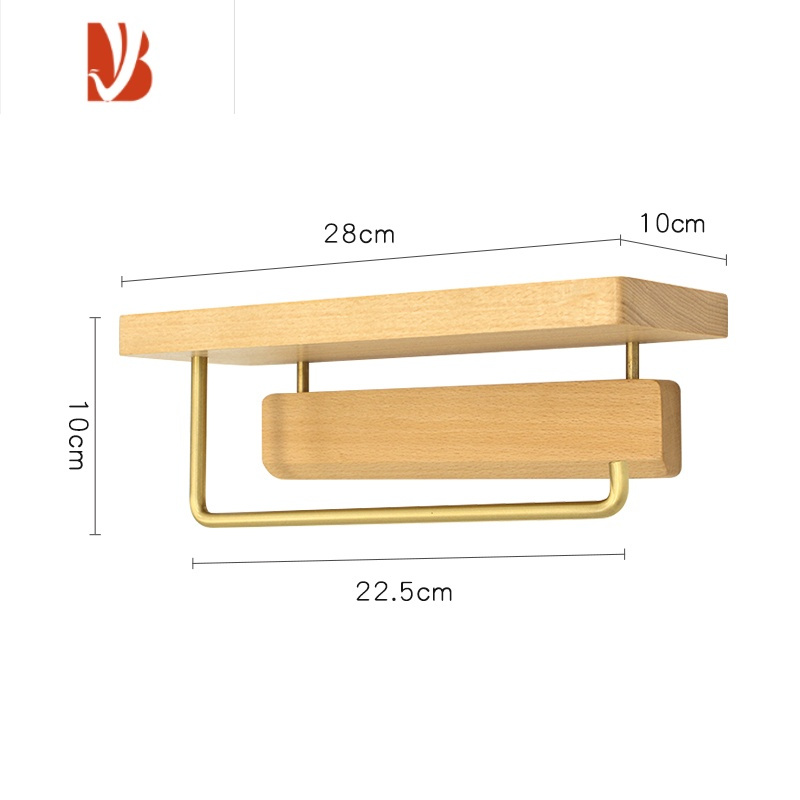 三维工匠实木纸巾架厕所胡桃木卷筒纸置物架北欧风卫生间纸巾盒 拉丝金榉木长款卷纸架 [打孔免钉双用]