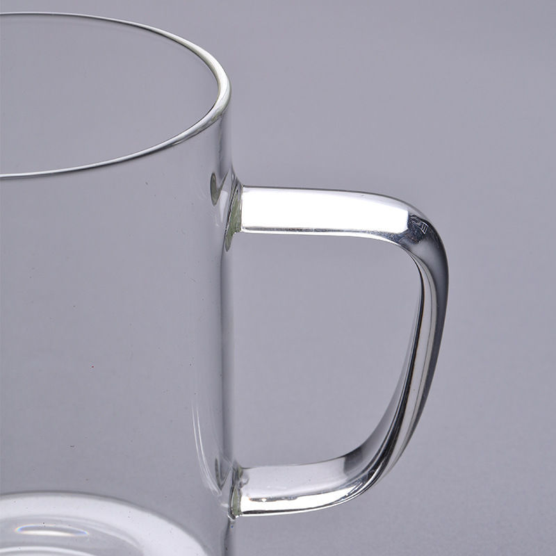 高硼硅耐热直筒玻璃杯多色透明防爆带把手家用办公泡茶喝水杯子 白色