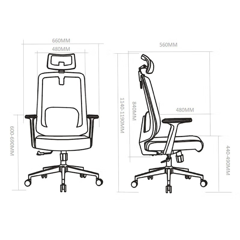 巴洛卡 午休办公椅网布转椅带脚踏黑色