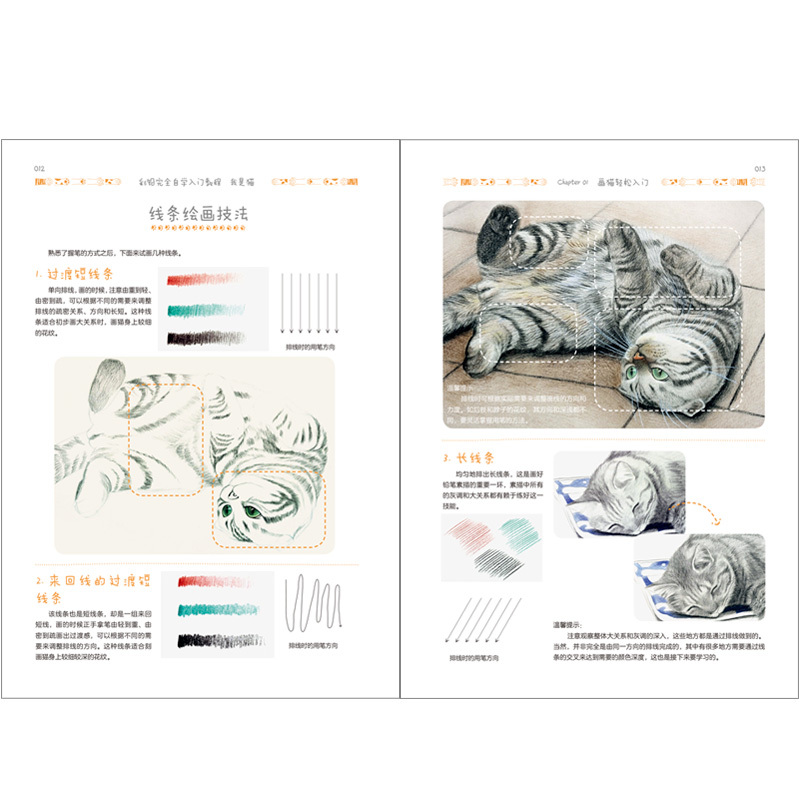 [正版图书]彩铅画完全自学入门教程书我是猫 画画自学零基础绘画书籍手绘临摹本线描画册美术书教材学画画初学者彩铅画本 色铅