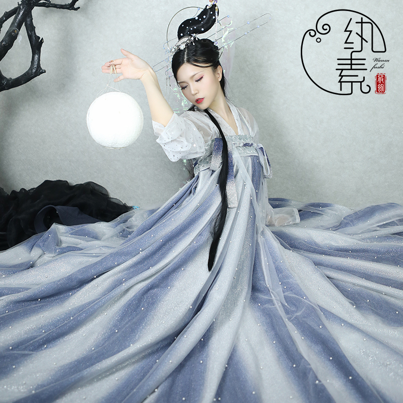 汉服女装襦裙仙女裙月魄纨素汉服女原创正品烫