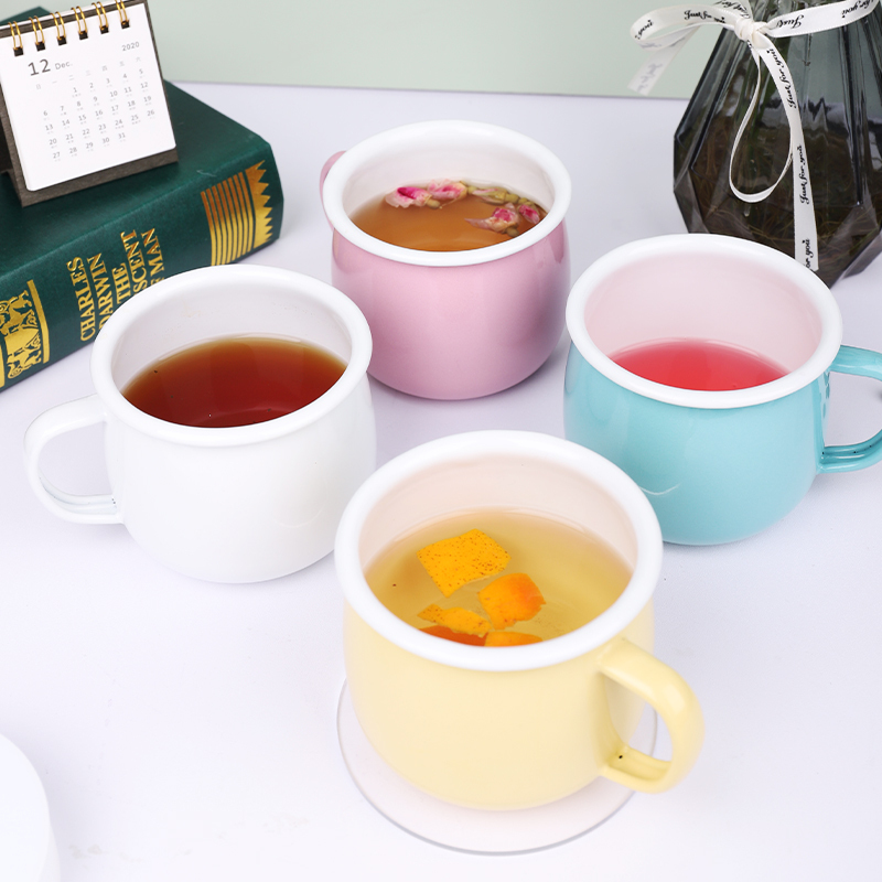 仙德曼SADOMAIN 马克杯珐琅水杯居家燕麦牛奶杯子办公室时尚随手茶杯 咖啡杯牛奶杯 珐琅口杯SV308 黄色