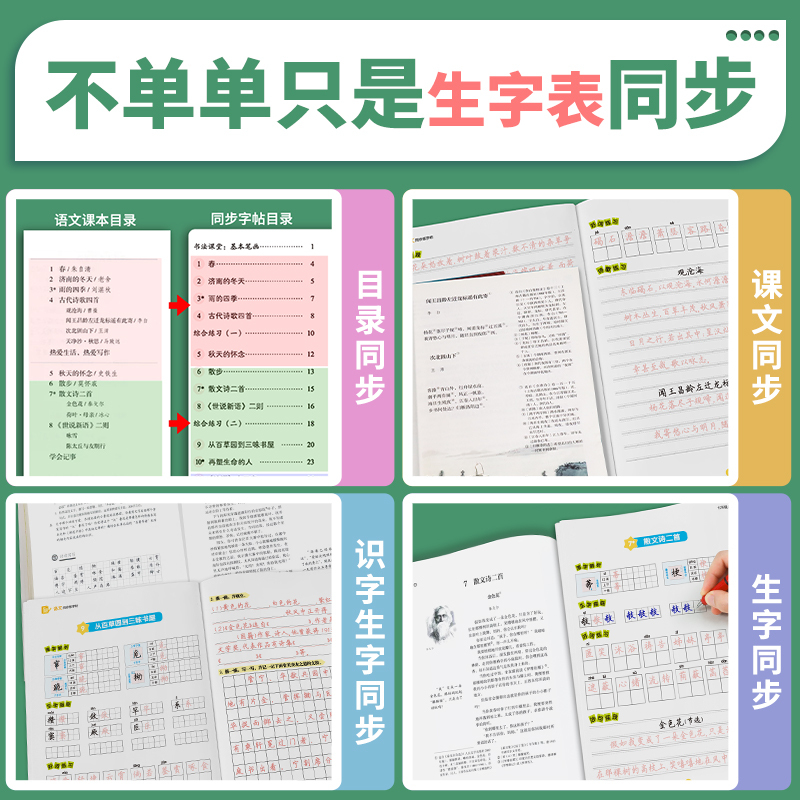 [语文+英语套装]七年级下册 七年级/初中一年级 [正版]七年级上册语文字帖练字小学生硬笔书法字帖一课一练墨点字帖新版初