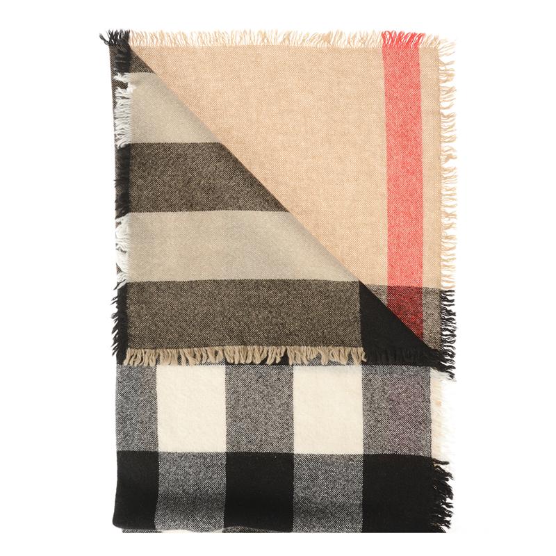 【直营】Burberry 博柏利 巴宝莉 男女通用含羊绒羊毛秋冬时尚格纹潮流舒适保暖围巾60*198cm
