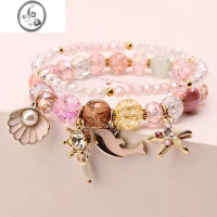 JiMi韩版女童水晶手链可爱简约学生森系闺蜜串珠手环手圈公主手串饰品 翘鲸鱼彩色