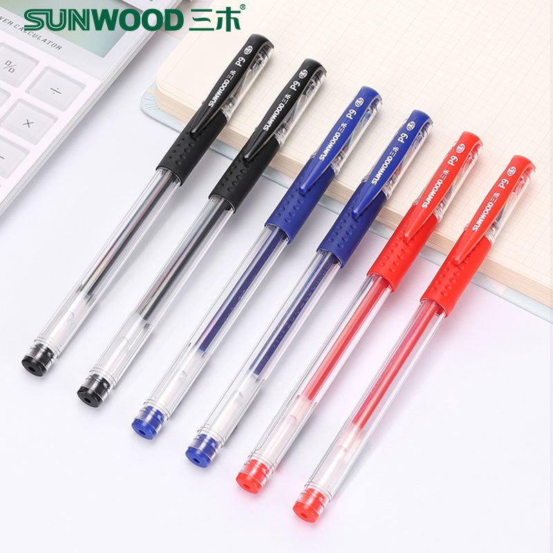 三木(SUNWOOD)P9效率王中性笔签字笔0.5mm不锈钢笔头办公用品文具笔 学生用水笔12支/盒