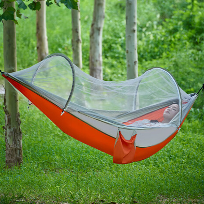 尚烤佳吊床速开防蚊虫清爽透气船型结构防侧翻橙灰款SKJ-709高清大图