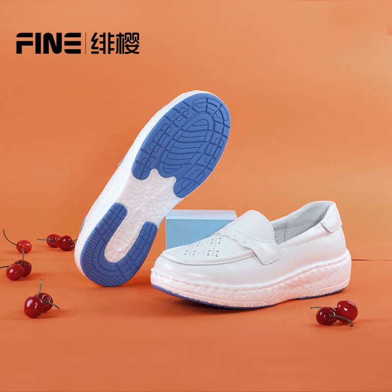 绯樱爆米花款护士鞋女春秋季款真牛皮软底镂空透气工作鞋BT2616 41码图片