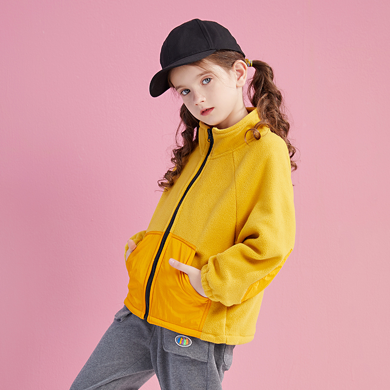 龙之涵longzhihan儿童摇粒绒外套秋季童装女童中大童开衫拉链上衣男童