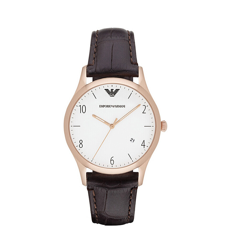 阿玛尼(Emporio Armani)手表 皮质表带男士经典时尚休闲石英腕表 AR1915