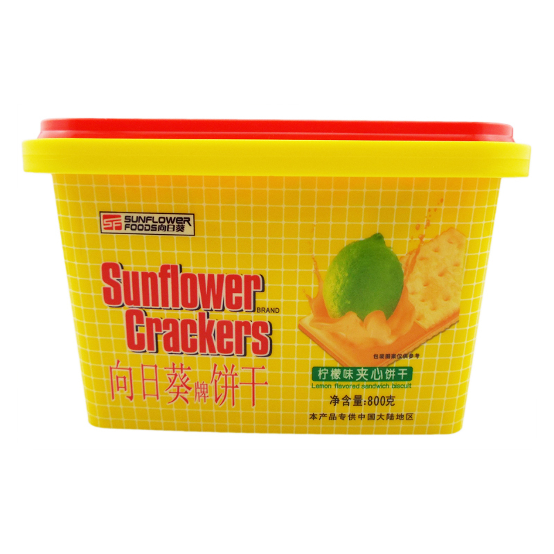 向日葵(SUNFLOWER) 800g柠檬味苏打夹心饼干
